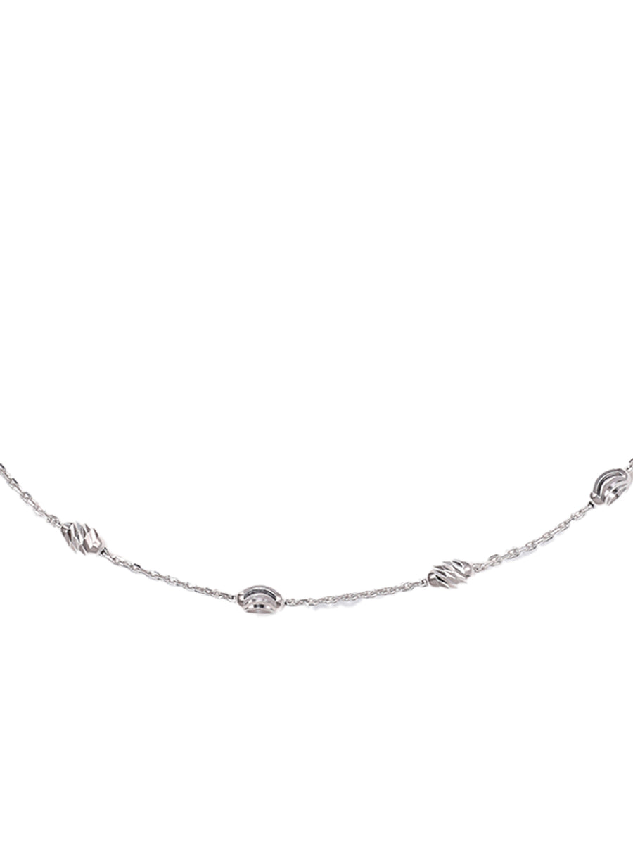 Peora Station White Stone Necklace - Silver