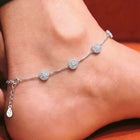 Peora Minimal Crystal Anklet - Silver