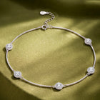 Peora Minimal Crystal Anklet - Silver