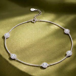 Peora Minimal Crystal Anklet - Silver