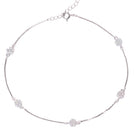 Peora Floral Crystal Anklet - Silver