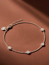 Peora Floral Crystal Anklet - Silver