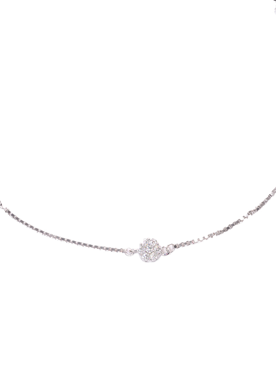 Peora Floral Crystal Anklet - Silver
