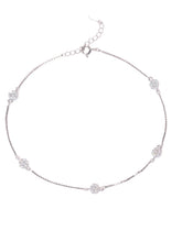 Peora Floral Crystal Anklet - Silver