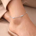 Peora Station Crystal Anklet - Silver