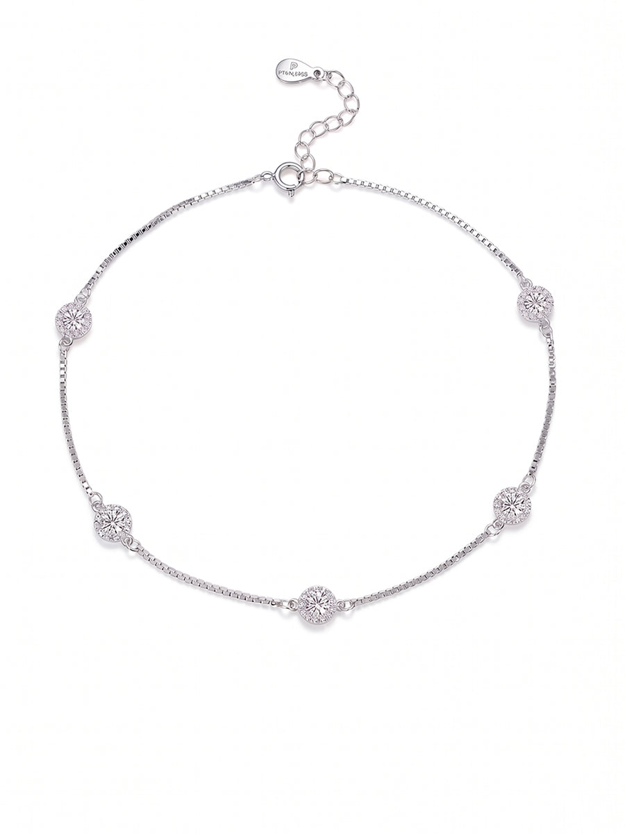 Peora Station Crystal Anklet - Silver
