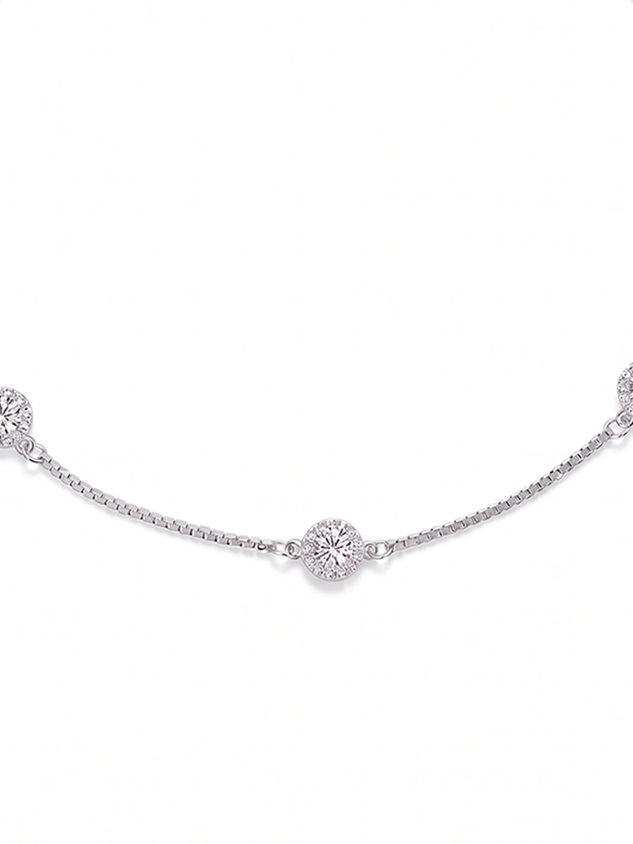 Peora Station Crystal Anklet - Silver