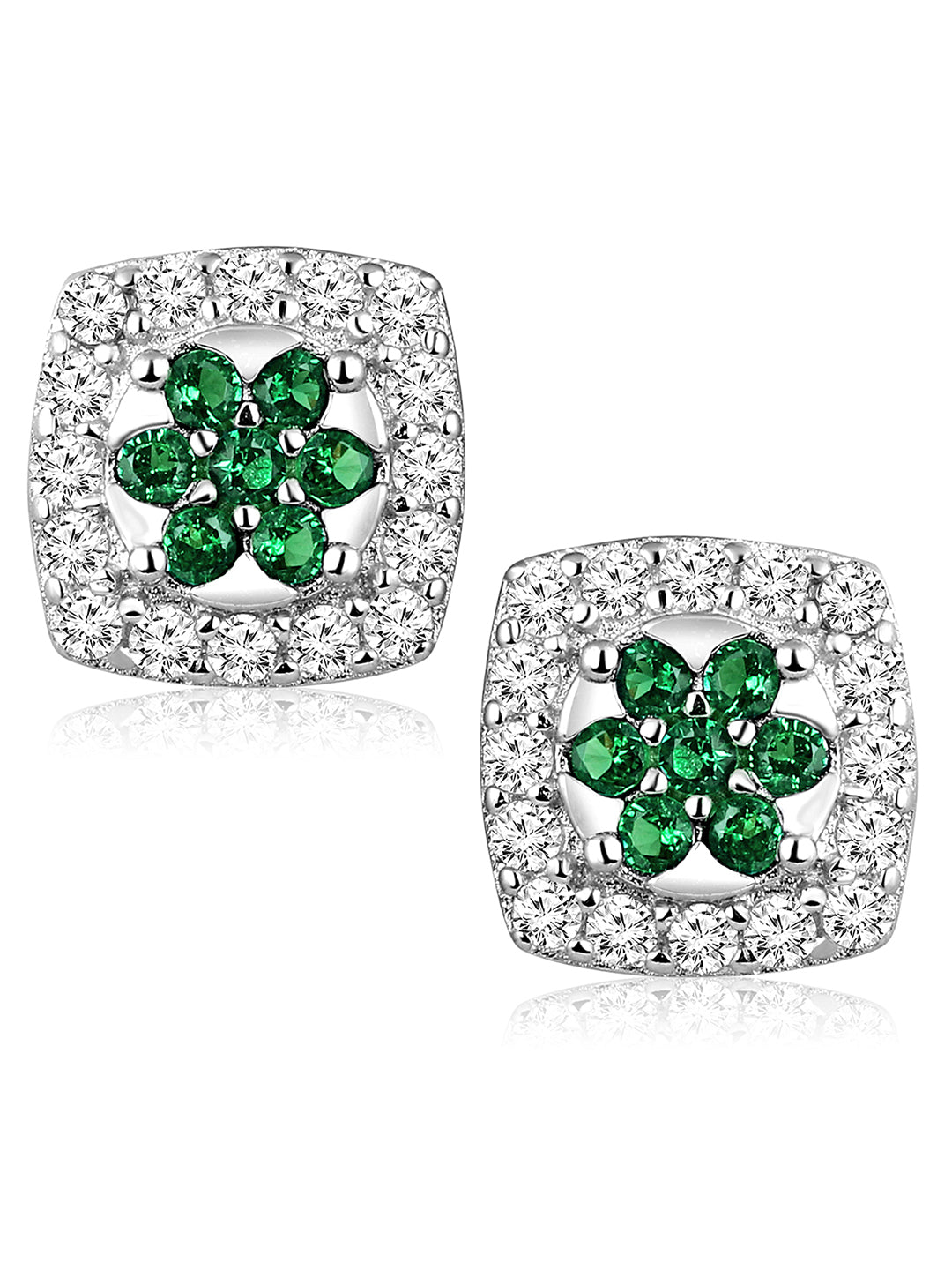 Chic Green & White CZ Studs