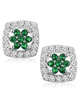 Chic Green & White CZ Studs