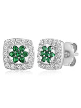 Chic Green & White CZ Studs