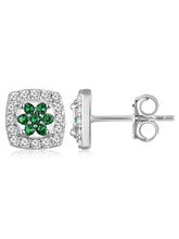 Chic Green & White CZ Studs