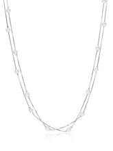 925 Silver Pearl Layered Necklace Chain