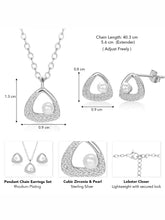 Classic 925 Silver Pearl CZ Pendant Set