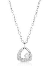 Classic 925 Silver Pearl CZ Pendant Set
