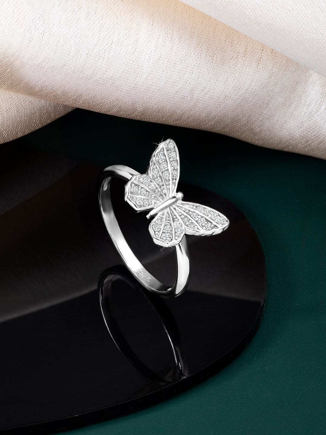 Gleaming Butterfly CZ Ring