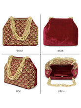 Vintage Pearl Embellished Potli - Maroon