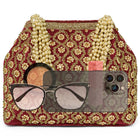 Vintage Pearl Embellished Potli - Maroon
