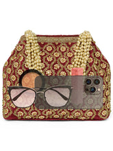 Vintage Pearl Embellished Potli - Maroon