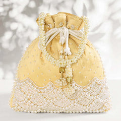 Exquisite Charming Embroidery Potli - Golden