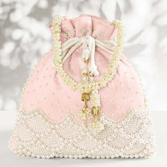 Exquisite Charming Embroidery Potli - Pink