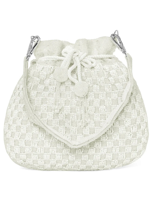 Elegant Beads Potli for Evening Occasions - White