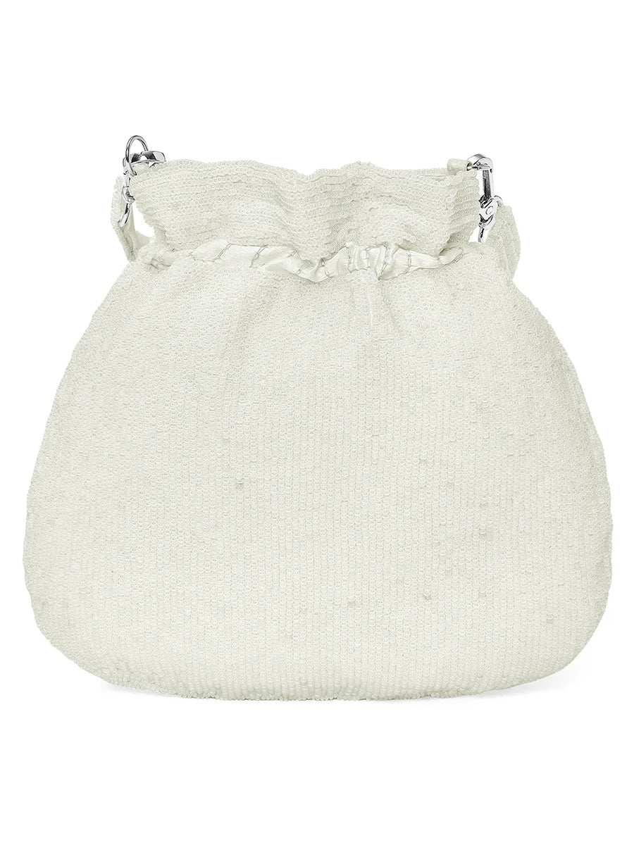 Elegant Beads Potli for Evening Occasions - White