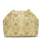 Floral Embroidered Clutch with Beads - Golden