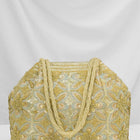 Floral Embroidered Clutch with Beads - Golden