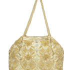 Floral Embroidered Clutch with Beads - Golden