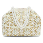 Soft Ivory Floral Clutch for Party Wear - White