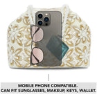 Soft Ivory Floral Clutch for Party Wear - White