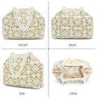 Soft Ivory Floral Clutch for Party Wear - White