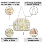 Soft Ivory Floral Clutch for Party Wear - White