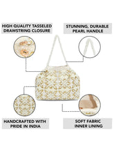 Soft Ivory Floral Clutch for Party Wear - White