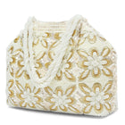 Soft Ivory Floral Clutch for Party Wear - White