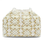 Soft Ivory Floral Clutch for Party Wear - White