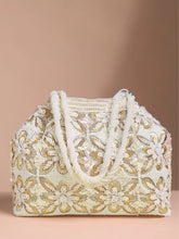 Soft Ivory Floral Clutch for Party Wear - White