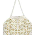 Soft Ivory Floral Clutch for Party Wear - White