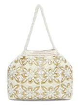 Soft Ivory Floral Clutch for Party Wear - White