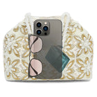 Soft Ivory Floral Clutch for Party Wear - White