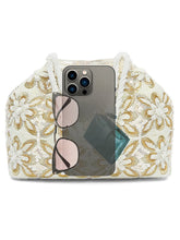 Soft Ivory Floral Clutch for Party Wear - White