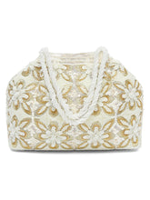 Soft Ivory Floral Clutch for Party Wear - White