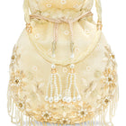 Peora Ivory Floral Embroidered Potli Bag - Gold