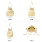 Peora Ivory Floral Embroidered Potli Bag - Gold