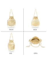Peora Ivory Floral Embroidered Potli Bag - Gold
