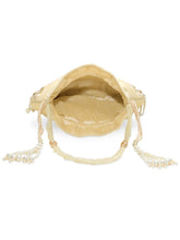 Peora Ivory Floral Embroidered Potli Bag - Gold