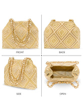 Peora Festive Pearl Embellished Handbag - Gold