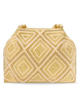 Peora Festive Pearl Embellished Handbag - Gold