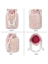 Pearl-Embellished Velvet Drawstring Bag