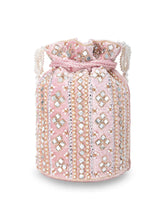 Pearl-Embellished Velvet Drawstring Bag